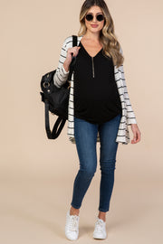 PinkBlush Black Zipper Front Maternity Top