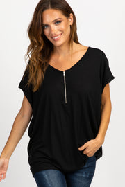 PinkBlush Black Zipper Front Top