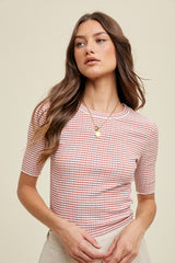 Rust Striped Short Sleeve Maternity Top