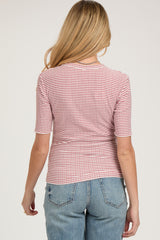 Rust Striped Short Sleeve Maternity Top