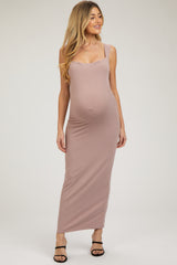 Mauve Cowl Neck Sleeveless Maternity Midi Dress