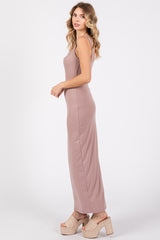 Mauve Cowl Neck Sleeveless Midi Dress