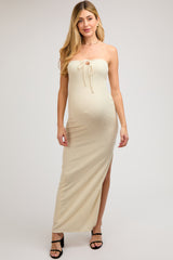 Ivory Knit Sleeveless Maternity Maxi Dress