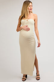 Ivory Knit Sleeveless Maternity Maxi Dress