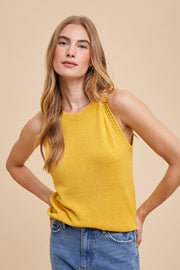 Mustard Sleeveless Knit Top