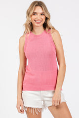 Pink Sleeveless Knit Top