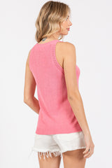 Pink Sleeveless Knit Top