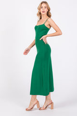 Green Square Neck Sleeveless Sweater Midi Dress