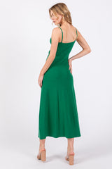 Green Square Neck Sleeveless Sweater Midi Dress