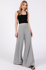 Heather Grey French Terry Wide Leg Lounge Pants