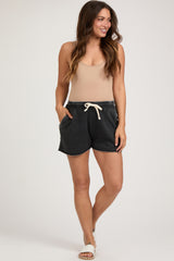 Charcoal Faded Wash Maternity Drawstring Shorts