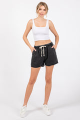 Charcoal Faded Wash Drawstring Shorts