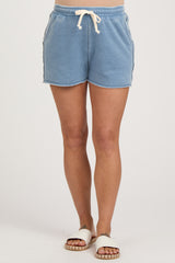 Blue Faded Wash Maternity Drawstring Shorts