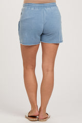 Blue Faded Wash Maternity Drawstring Shorts