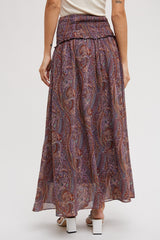 Purple Paisley Halter Smocked Midi Dress