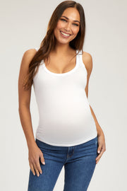 White Scoop Neckline Maternity Tank Top