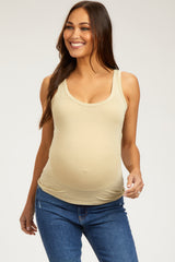 Beige Scoop Neckline Maternity Tank Top