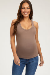 Mocha Scoop Neckline Maternity Tank Top