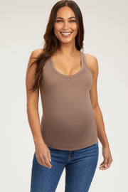 Mocha Scoop Neckline Maternity Tank Top