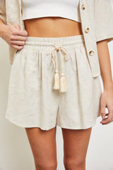 Beige Drawstring Shorts