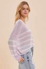 Lavender Stripe Knit Top