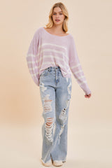 Lavender Stripe Knit Top