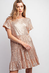 Champagne Tiered Sequins Dress