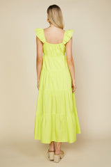 Lime Sleeveless Tiered Maxi Dress