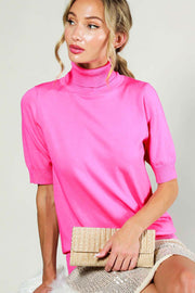 Fuchsia Turtleneck Knit Top