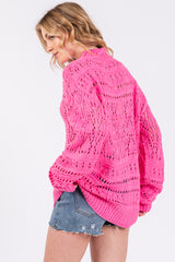 Fuchsia Open Knit Sweater