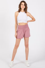 Mauve Smocked Maternity Lounge Shorts