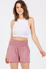 Mauve Smocked Lounge Shorts