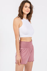 Mauve Smocked Lounge Shorts