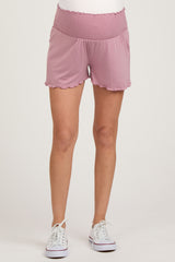 Mauve Smocked Maternity Lounge Shorts