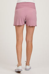 Mauve Smocked Maternity Lounge Shorts