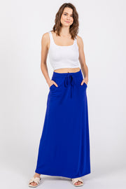 Royal Blue Drawstring Maxi Skirt