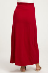 Burgundy Drawstring Maternity Maxi Skirt