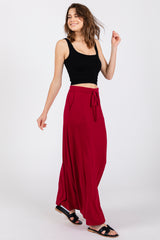 Burgundy Drawstring Maxi Skirt