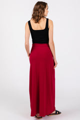 Burgundy Drawstring Maxi Skirt