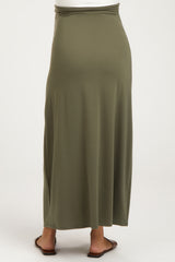 Light Olive Drawstring Maternity Maxi Skirt