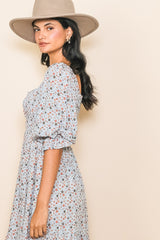 Blue Floral Smocked Dress