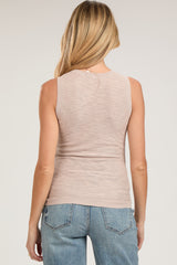 Taupe Knit Sleeveless Maternity Top