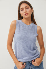 Light Blue Knit Sleeveless Maternity Top