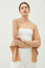 Beige Knit Dolman Sleeve Maternity Cardigan