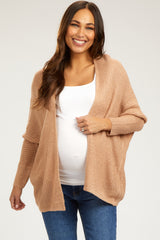 Beige Knit Dolman Sleeve Maternity Cardigan