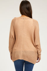 Beige Knit Dolman Sleeve Maternity Cardigan