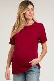 Light Burgundy Oversized Short Sleeve Maternity Top