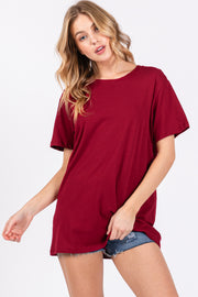 Light Burgundy Oversized Short Sleeve Top