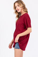 Light Burgundy Oversized Short Sleeve Top