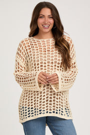 Cream Open Knit Maternity Top